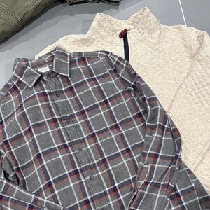Crewcuts Gray and Red Plaid Button Down Shirt